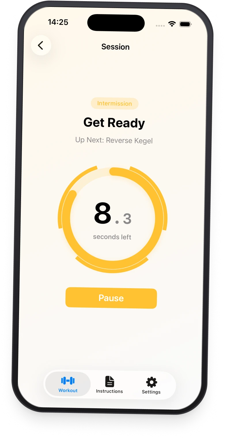 Klench app interface showing guided interval training
